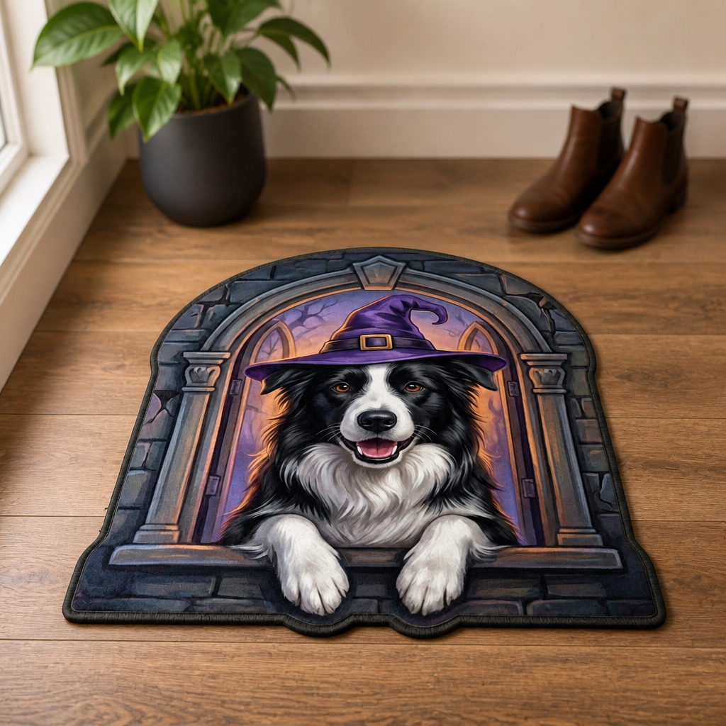 Custom Halloween Pet Photo Doormat – Personalized Witch Hat Dog 3D Arch Door Mat mockup-product-6a98dbc8c44b9a8b91e7b55e.png