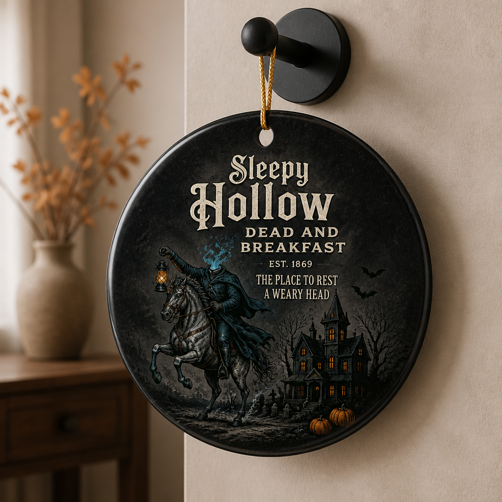 Sleepy Hollow Dead & Breakfast Ornament – Headless Horseman Halloween Keepsake, Gothic Haunted House Decor, Spooky Gift for Horror Lovers mockup-product-6a98ea96a0d718ff990ffeab.png