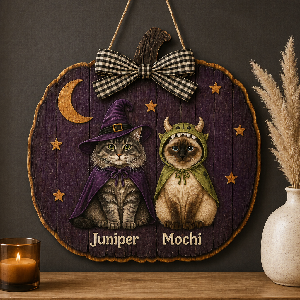 Personalized Cat Halloween Door Sign – Custom Pet Photo Wood Sign, Witch & Monster Cat Pumpkin Wreath, Spooky Halloween Porch Decor, Cat Lover Gift mockup-product-6a98efad2c12eed8581dc9c7.png