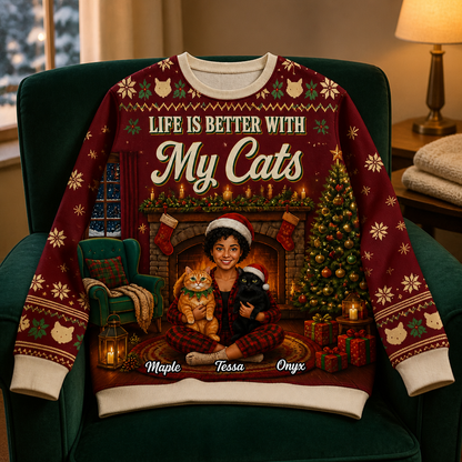 LIFE IS BETTER WITH My Cats – Personalized Photo T-Shirt - All over printed – Christmas Gift mockup-product-6a98f082a0d718ff990ffebd.png