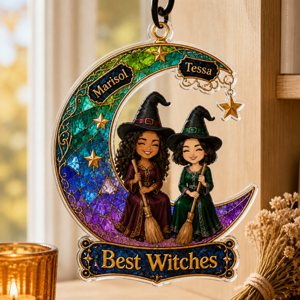 Best Witches – Personalized Photo Suncatcher Ornament – Halloween Gift For Bestie, Best Friend, Soul Sister mockup-product-6a9934fca7dea80800ae048d.png
