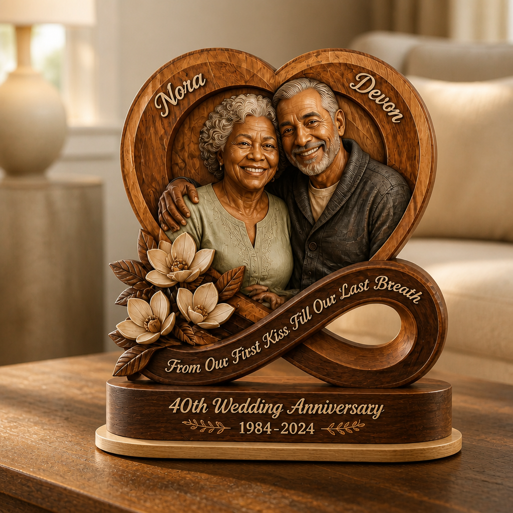 From Our First Kiss to Our Last Breath Personalized Anniversary Plaque – Custom Photo 2-Layer Wooden Keepsake, 40th Wedding Anniversary Gift for Husband & Wife mockup-product-6a993c1dbc10082bdbeb9596.png
