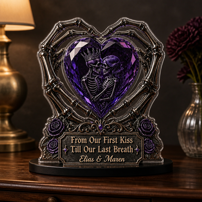 From Our First Kiss – Personalized Photo Custom Shape Acrylic Plaque – Halloween Couple Gift mockup-product-6a9a441fb010036f55c5e43f.png