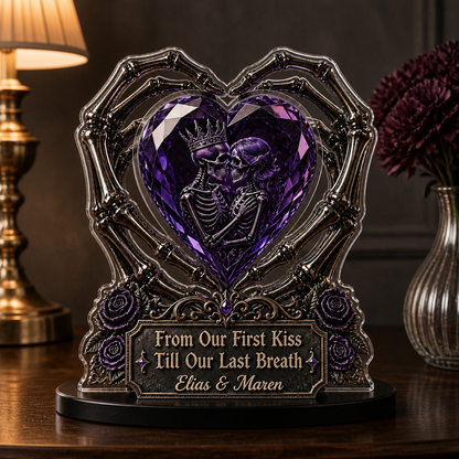 From Our First Kiss – Personalized Photo Custom Shape Acrylic Plaque – Halloween Couple Gift mockup-product-6a9a44e2b010036f55c5e44a.png