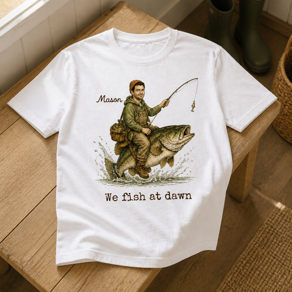 We Fish At Dawn Photo T Shirt - Funny Personalized Fishing Gifts mockup-product-6a9a4e1cf577b16775fa66ae.png