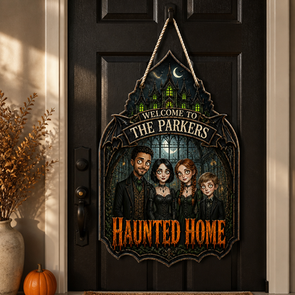 Welcome to the Parkers Haunted Home – Personalized Photo Wood Sign – Halloween Gift For Family mockup-product-6a9a4e41506d557ec75230ea.png