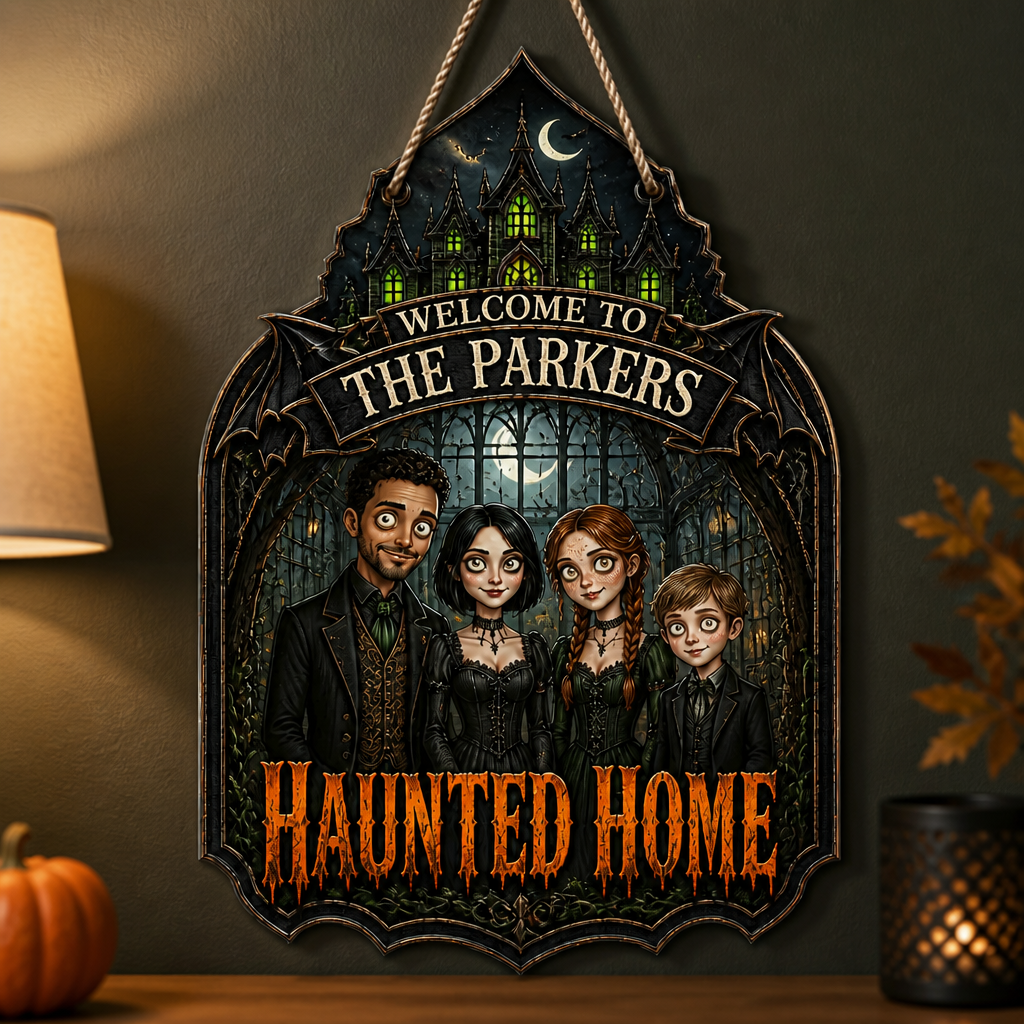 Welcome to the Parkers Haunted Home – Personalized Photo Wood Sign – Halloween Gift For Family mockup-product-6a9a697f3e57c4bb9b9b1f52.png