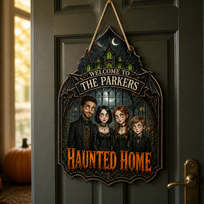 Welcome to the Parkers Haunted Home – Personalized Photo Wood Sign – Halloween Gift For Family mockup-product-6a9a6a351260ea45c06a928a.png