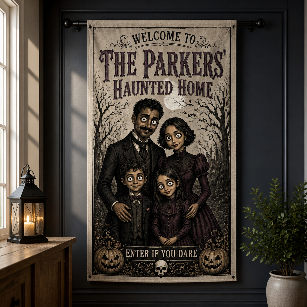 Personalized Halloween Family Flag – Custom Photo Haunted House Banner – Spooky Outdoor Decor Gift mockup-product-6a9b7b79a3125b38d225597a.png
