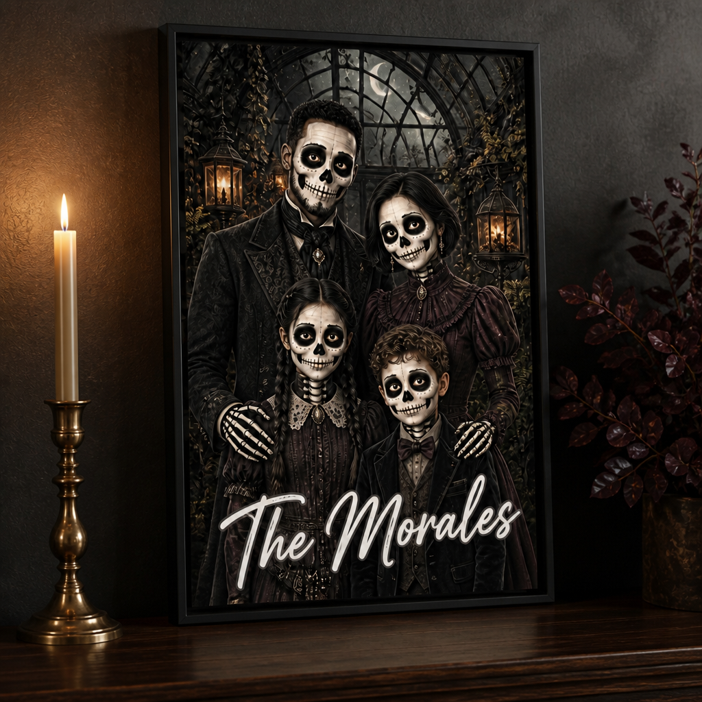 Personalized Halloween Family Canvas – Custom Photo Gothic Skeleton Portrait – Spooky Home Decor Gift mockup-product-6a9b8140de264dde2ce90ee2.png