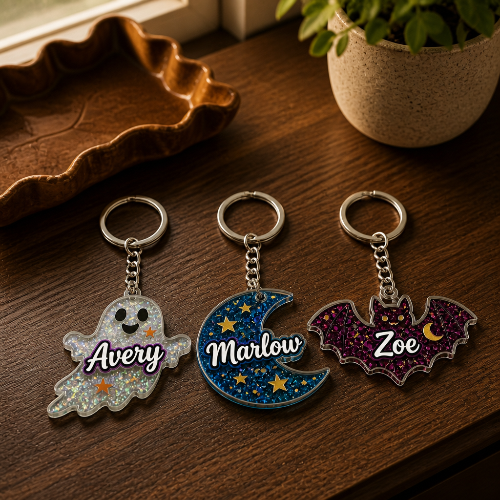 Sparkly Halloween Charms Acrylic Keychain - Custom Halloween Gifts mockup-product-6a9b8172a3125b38d22559a3.png