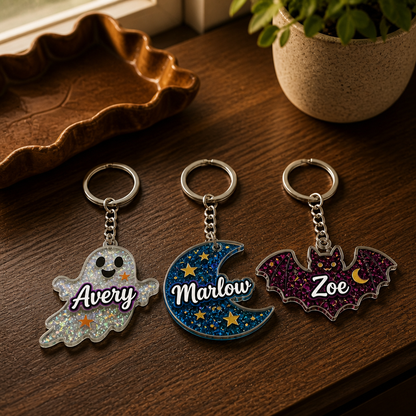 Sparkly Halloween Charms Acrylic Keychain - Custom Halloween Gifts mockup-product-6a9b8172a3125b38d22559a3.png