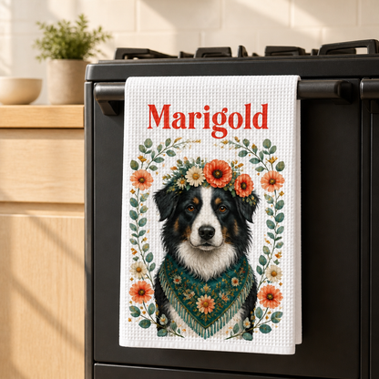 Custom Pet Portrait Kitchen Towel – Boho Floral with Name mockup-product-6a9e302b7b8fba86072aa62c.png