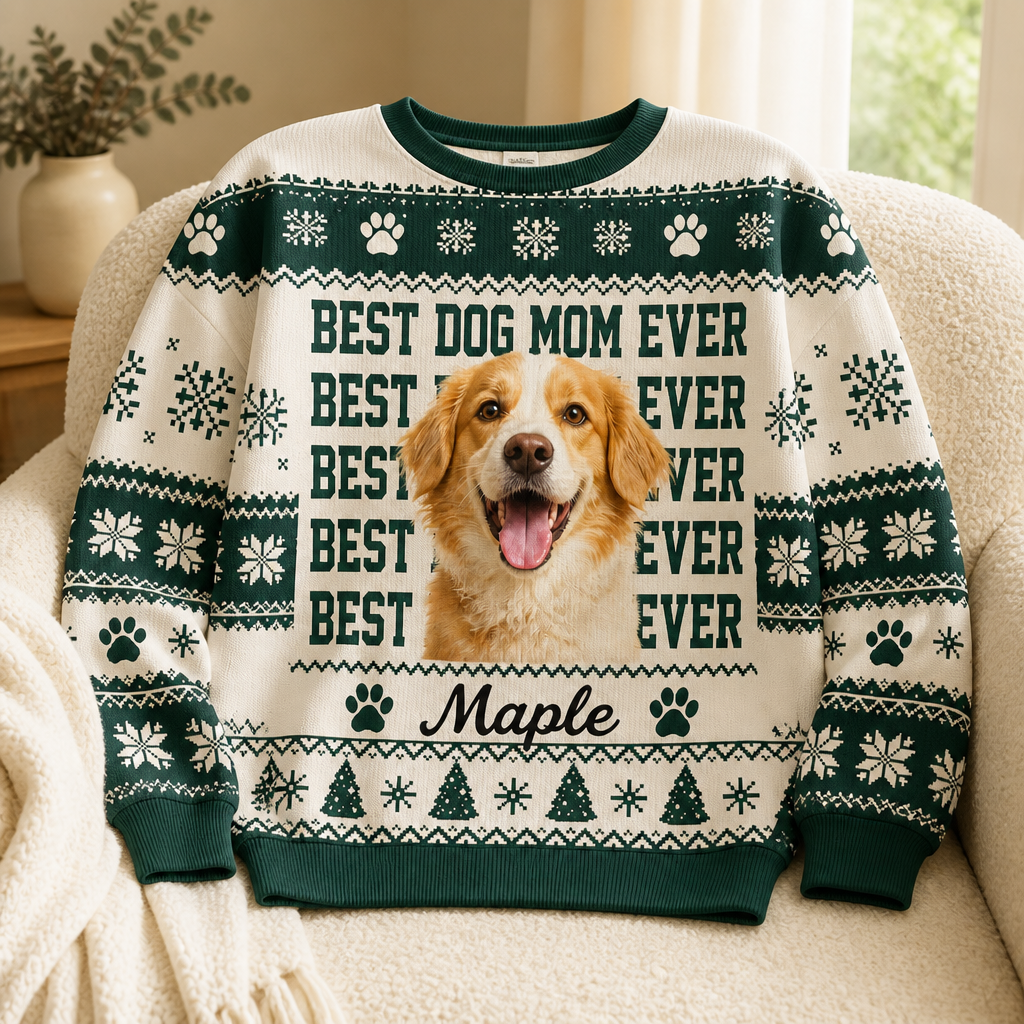 Best Dog Mom Ever – Personalized Photo Ugly Sweatshirt – Christmas Gift mockup-product-6a9fbc72d462be28d816dffc.png