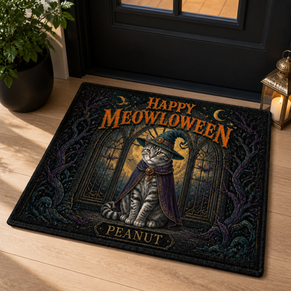 Happy Meowloween Peanut – Personalized Photo Doormat – Halloween Gift mockup-product-6aa0d30fa099b0e81a074159.png