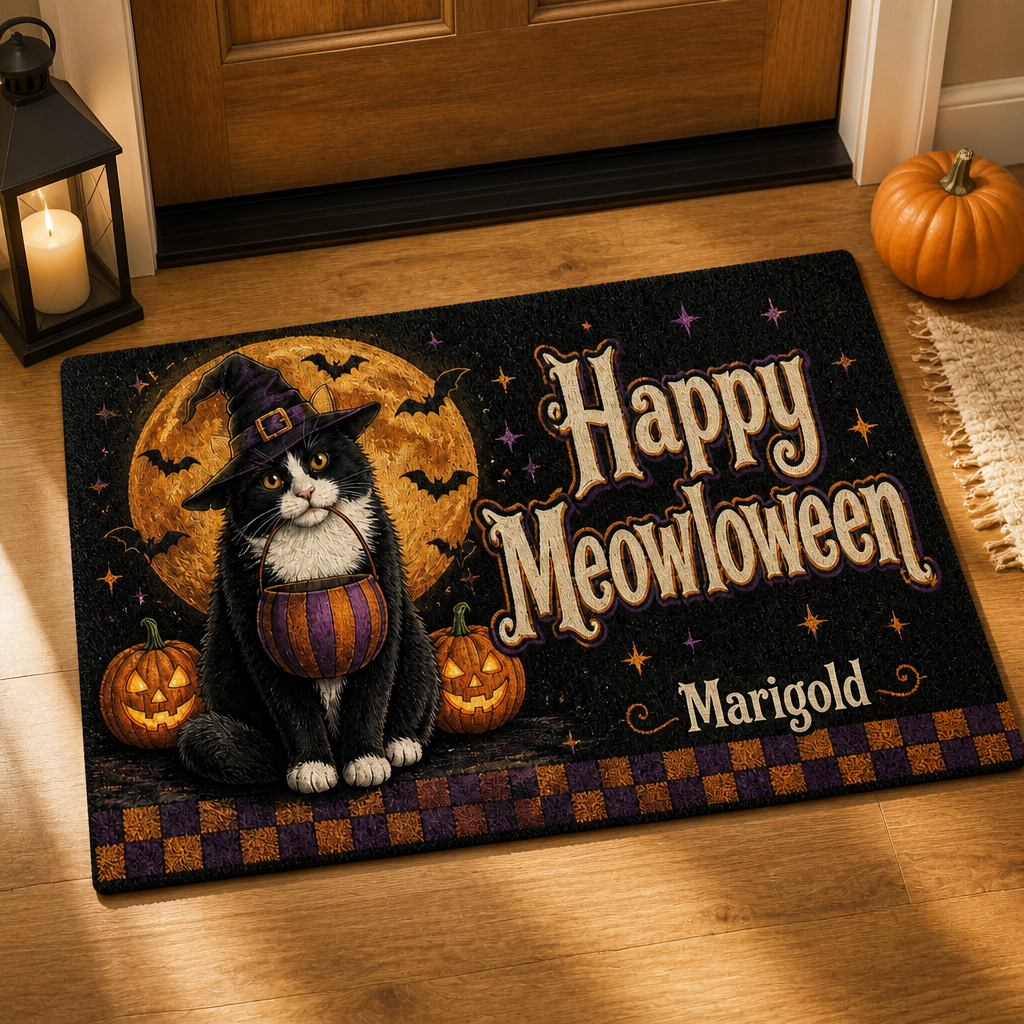 Happy Meowloween – Personalized Photo Doormat – Halloween Gift mockup-product-6aa0d3553313ac2b1dc9e972.png