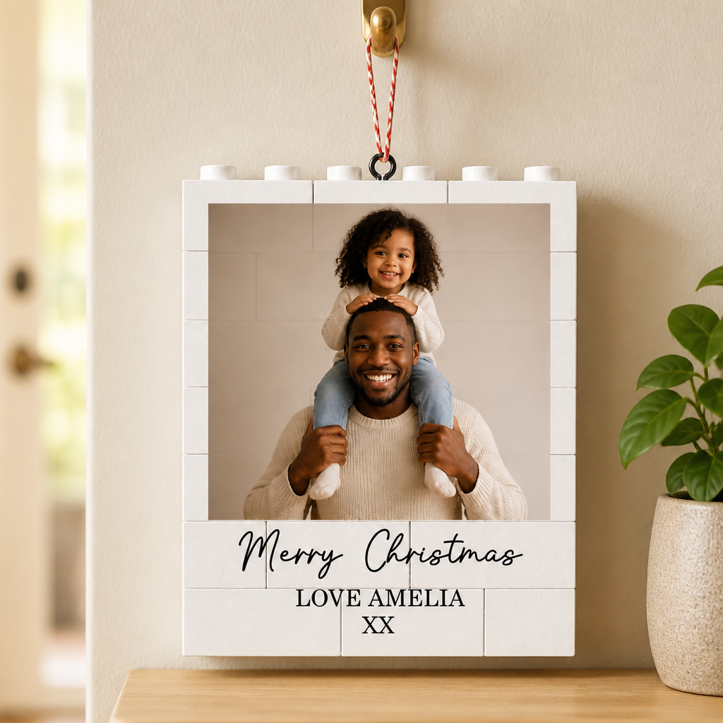 Custom Photo World's Best Daddy Merry Christmas Building Blocks Ornament - Gift For Son. Doughter, Family mockup-product-6aa10562678d26137b630c60.png