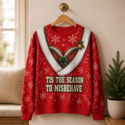 Tis the Season to Misbehave Personalized Ugly Christmas Sweatshirt – Funny Holiday Party Sweater, Custom Festive Gift for Family & Friends mockup-product-6aa12c90079c5b7c965258d2.png