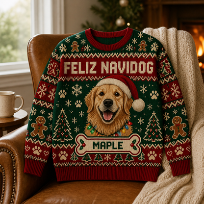 Feliz Navidog – Personalized Photo Ugly Sweatshirt – Christmas Gift mockup-product-6ab34a6f80e514c4e2f2c866.png