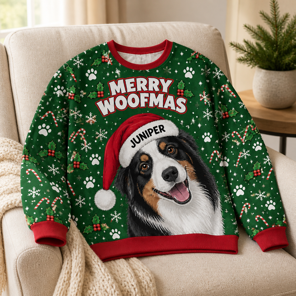 Merry Woofmas – Personalized Photo Ugly Sweatshirt – Christmas Gift mockup-product-6ab34a842a7f15d1cd7ece1e.png