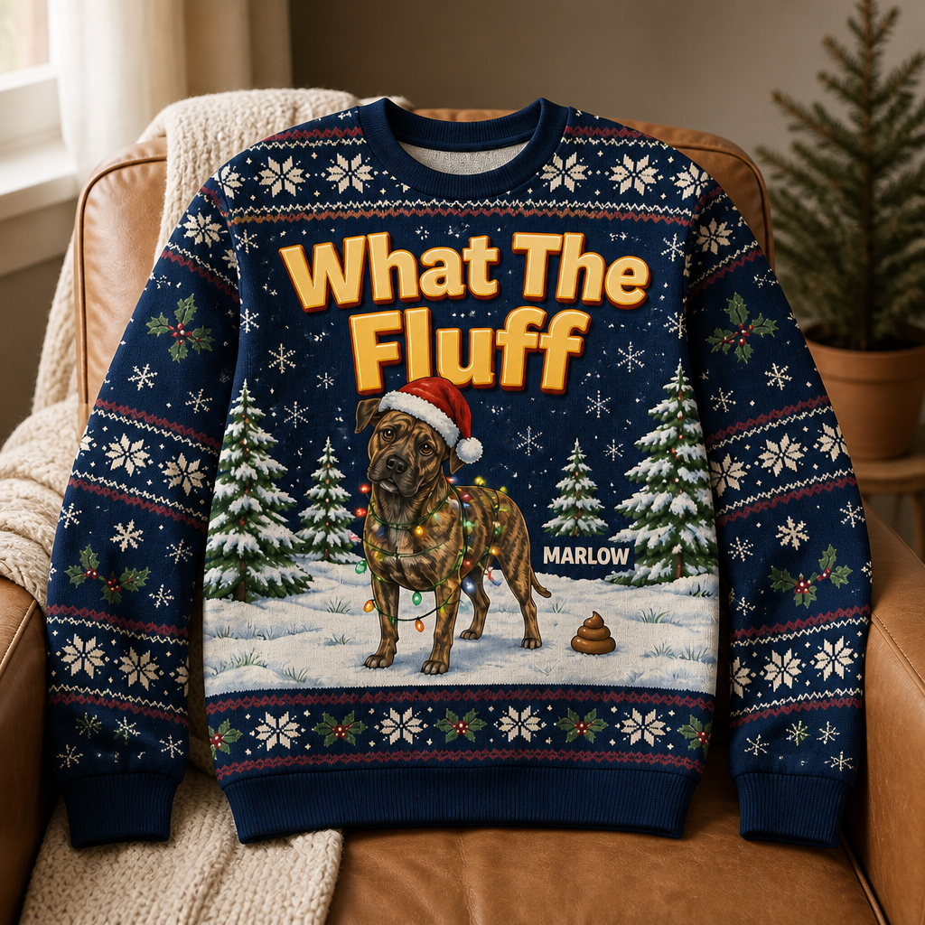 What The Fluff – Personalized Photo Ugly Sweatshirt – Christmas Gift mockup-product-6ab34aa180e514c4e2f2c867.png