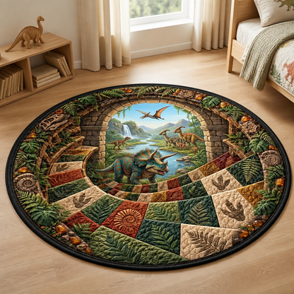 Dinosaur Valley Rug – 3D Portal Round Mat for Kids Room mockup-product-6ab34be76a247857113619c3.png