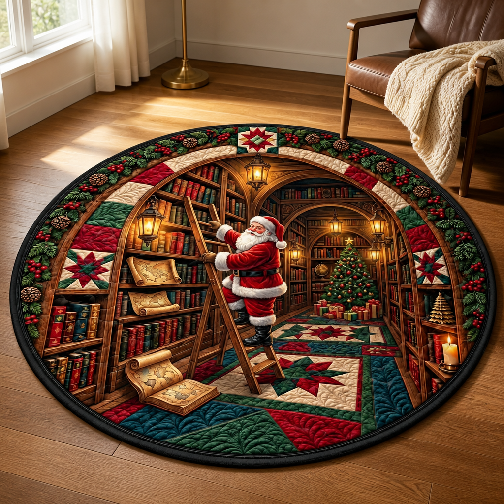 Santa's Library Rug – 3D Quilted-Look Round Christmas Mat mockup-product-6ab34dac2a7f15d1cd7ece2e.png