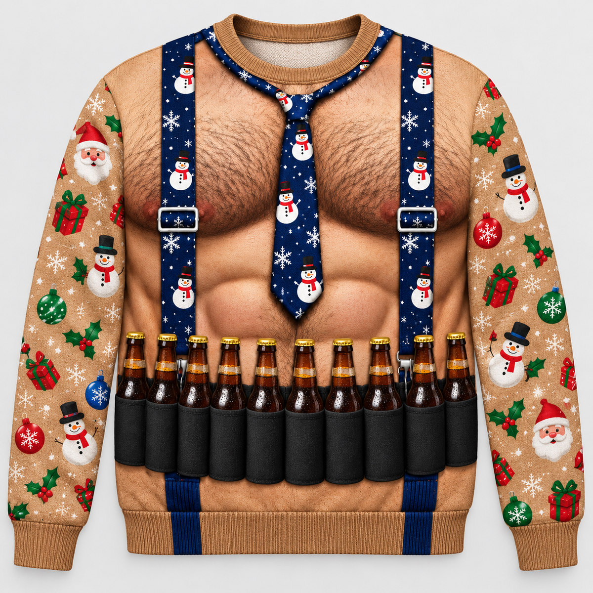 Muscle Santa Drinks Belt — Personalized Christmas Sweatshirt
