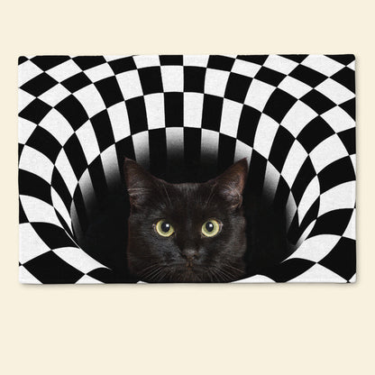 Peeking Cat Black Upload Photo - Personalized Doormat - Cat , Gifts For Cat Lovers mockupdoormat.jpg