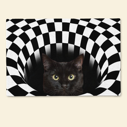 Peeking Cat Black Upload Photo - Personalized Doormat - Cat , Gifts For Cat Lovers mockupdoormat.jpg