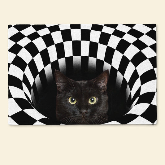 Peeking Cat Black Upload Photo - Personalized Doormat - Cat , Gifts For Cat Lovers mockupdoormat.jpg