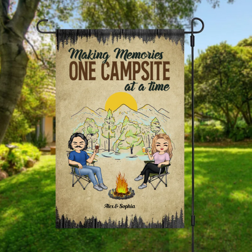 Making Memories Camping Couple Custom Flag onecampsiteatatime.png