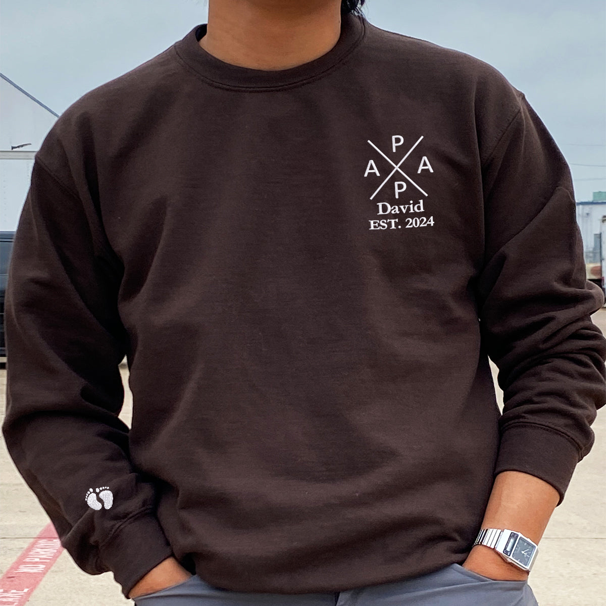 Papa Embroidery Shirt - Gift for Father papasweatshirtdarkbrown_5000x_274c3171-a2ac-43a0-a150-0b177b27df95.jpg