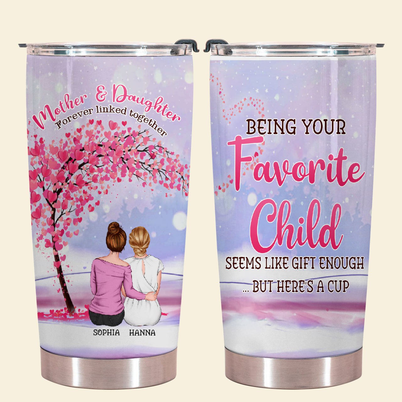 Mother And Daughters Forever Linked Together - Personalized Tumbler - Gift For Mom, Mother's Day photo_1_2023-03-30_10-46-16.jpg