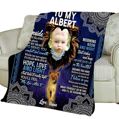 Never Give Up On The Beautiful - Personalized Photo Blanket - Gift For Grandson photo_2022-02-11_10-56-37_04c6de71-9cfa-41e7-9e9f-df86c817ec84.jpg