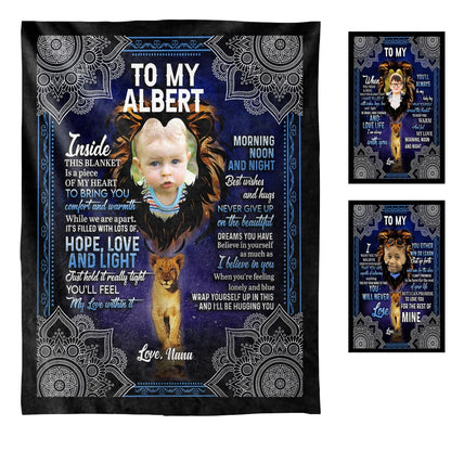 Never Give Up On The Beautiful - Personalized Photo Blanket - Gift For Grandson photo_2022-02-11_10-57-49_7d63935b-1bf5-44c6-852c-4e234f477381.jpg