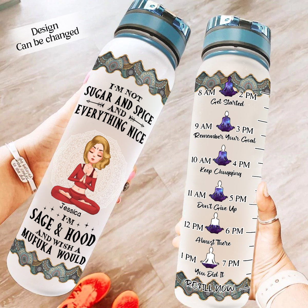I'm Mostly Peace, Love And Light - Personalized Water Tracker Bottle - Gift For Yoga Lovers photo_2022-03-23_15-55-05.jpg