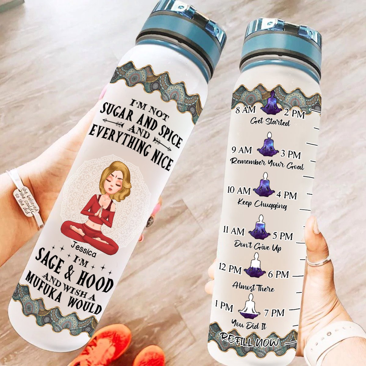 I'm Mostly Peace, Love And Light - Personalized Water Tracker Bottle - Gift For Yoga Lovers photo_2022-03-23_15-55-30.jpg