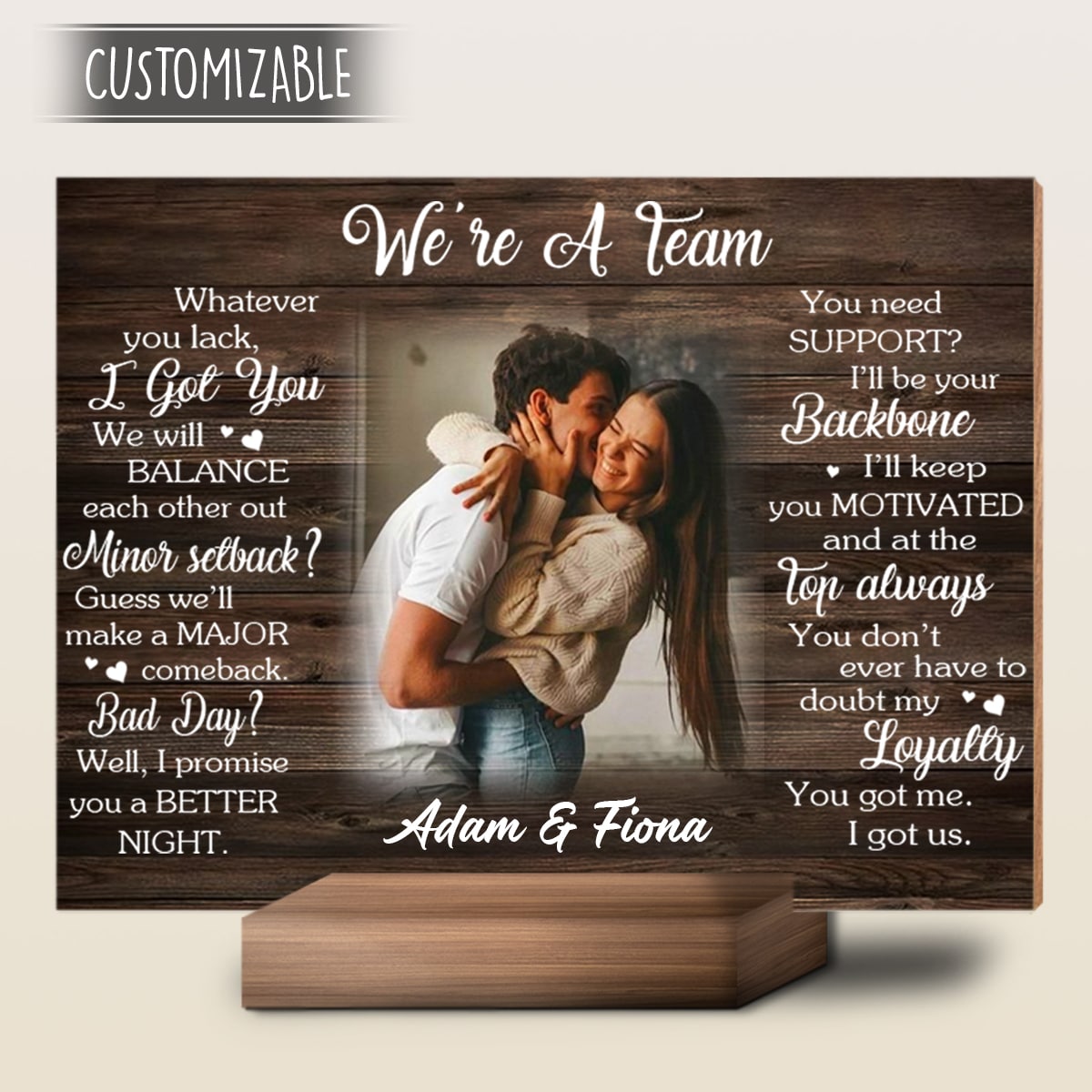 We're a Team Custom Photo Wood Photo Print Stand Gift For Couple photo_2022-07-11_22-47-20.jpg