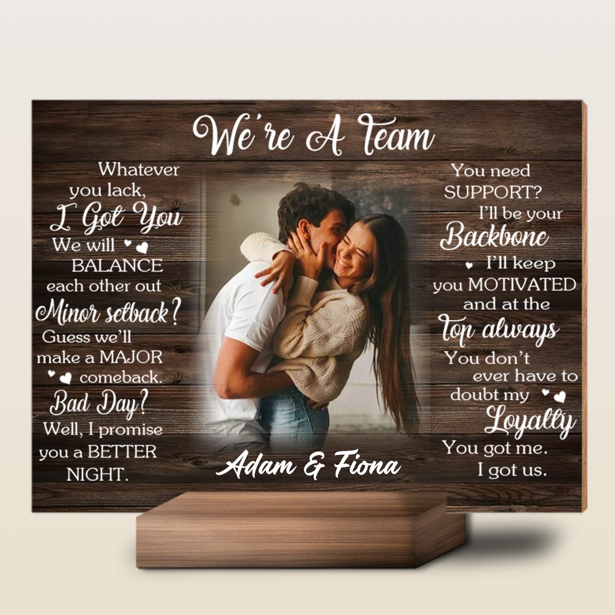 We're a Team Custom Photo Wood Photo Print Stand Gift For Couple photo_2022-07-11_22-47-20_2.jpg