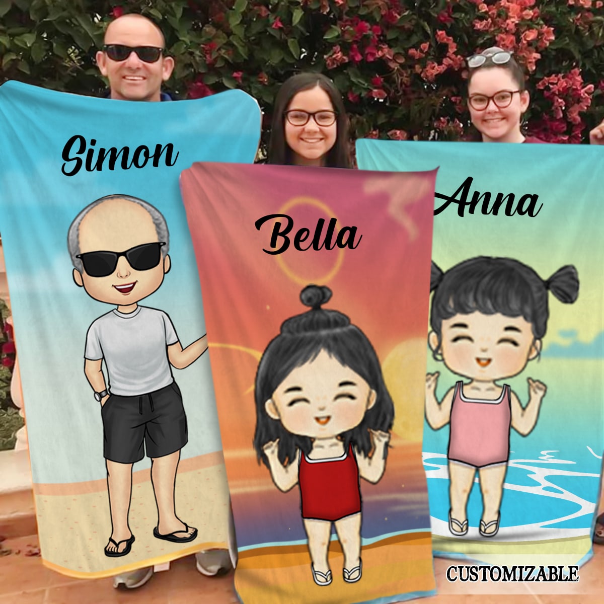 Family Chibi Summer Vacation Personalized Beach Towel - Gift For Family photo_2022-07-25_09-32-14_c07ae34e-ea20-42ec-a7fd-ae1f62bdcd43.jpg