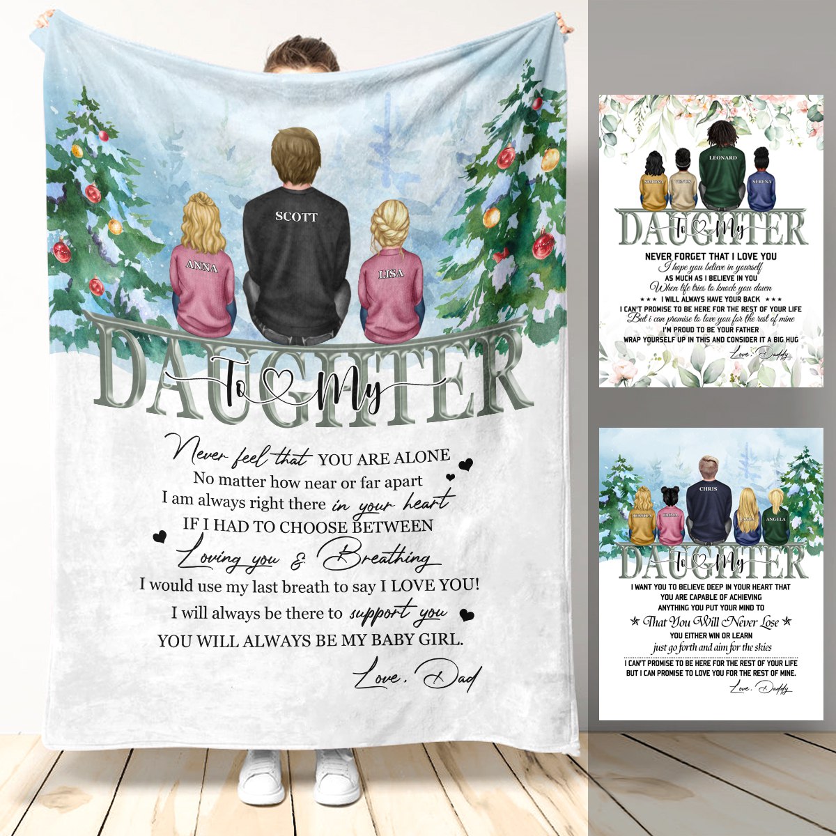 Personalized Gift For Daughter Blanket From Dad, To My Daughter , Love Dad , Floral and Christmas Style photo_2022-09-23_11-52-28_886820d3-baaf-4d45-a4a6-983c9a26abf1.jpg