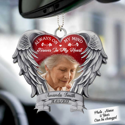 Angel Heart Wings Memorial Always On My Mind - Personalized Photo Custom Shape Ornament - Memorial photo_2022-09-28_15-34-17.jpg