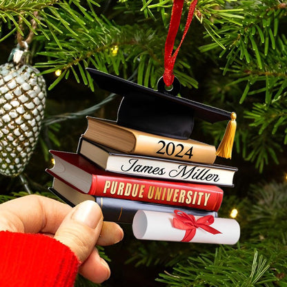 Class of 2025 Ornament, High School Graduation Gifts, Grad Gift. Personalized Graduation Cap Ornament With Books, Custom Graduation Ornament photo_2024-06-05_15-54-19_4.jpg
