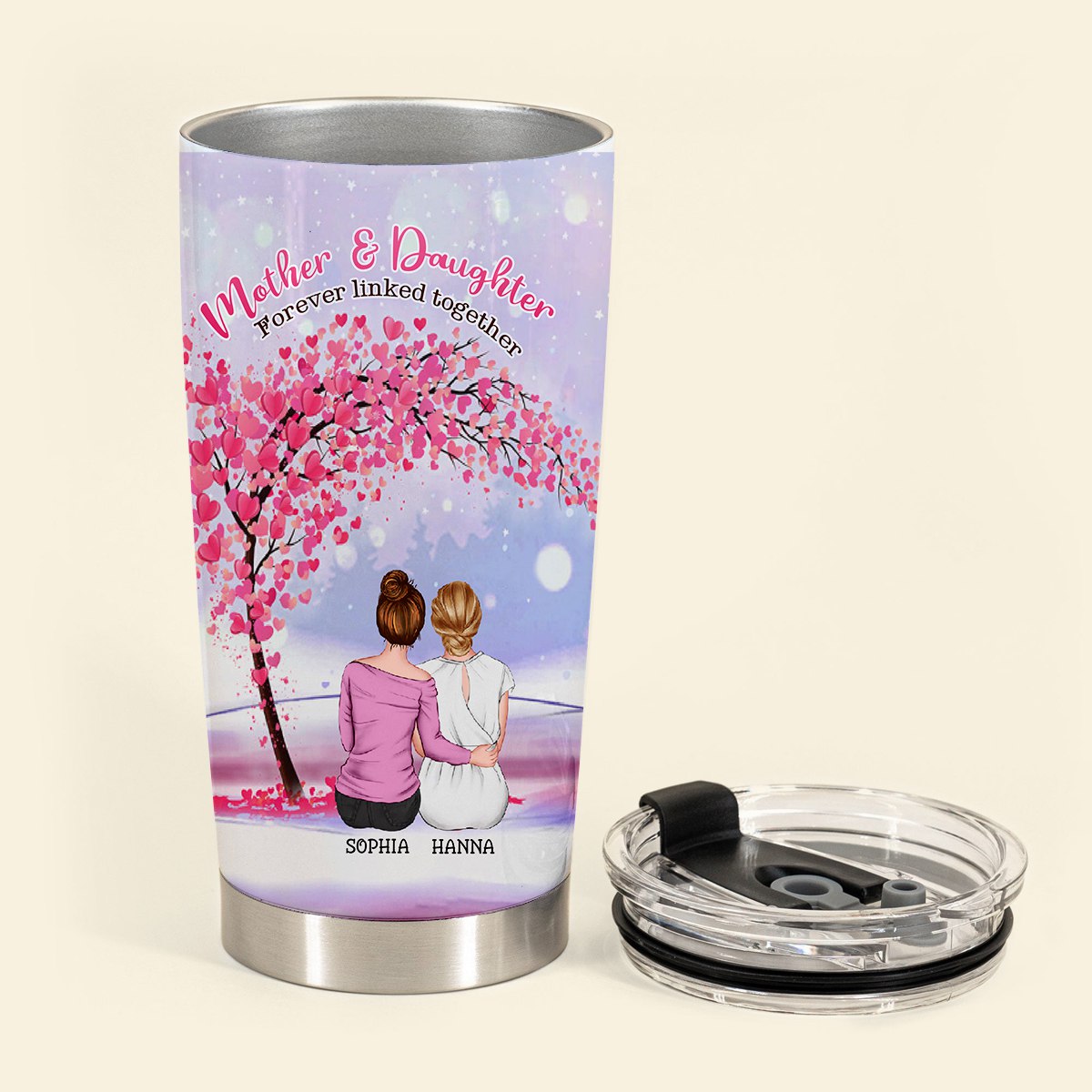 Mother And Daughters Forever Linked Together - Personalized Tumbler - Gift For Mom, Mother's Day photo_2_2023-03-30_10-46-16.jpg