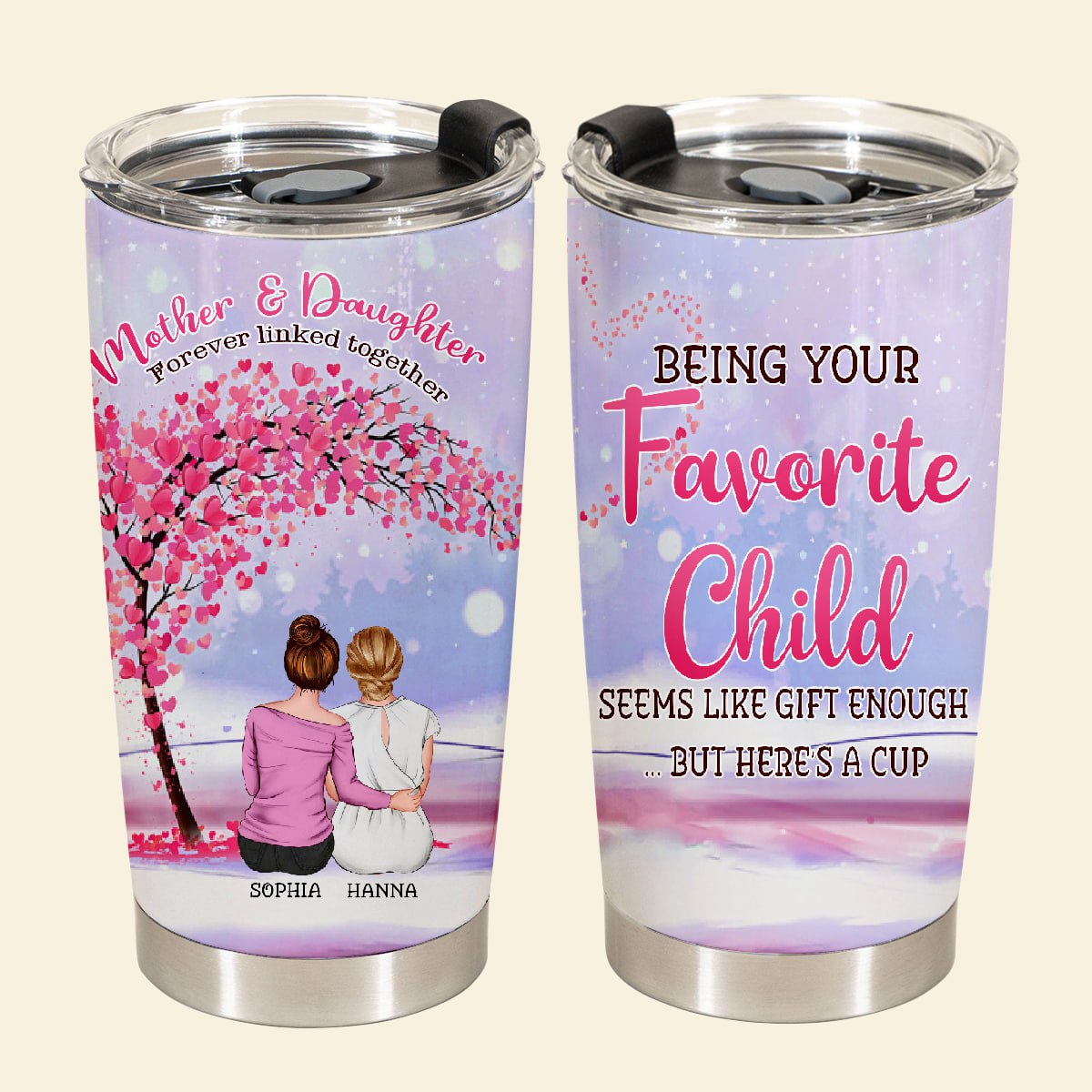Mother And Daughters Forever Linked Together - Personalized Tumbler - Gift For Mom, Mother's Day photo_3_2023-03-30_10-46-16.jpg