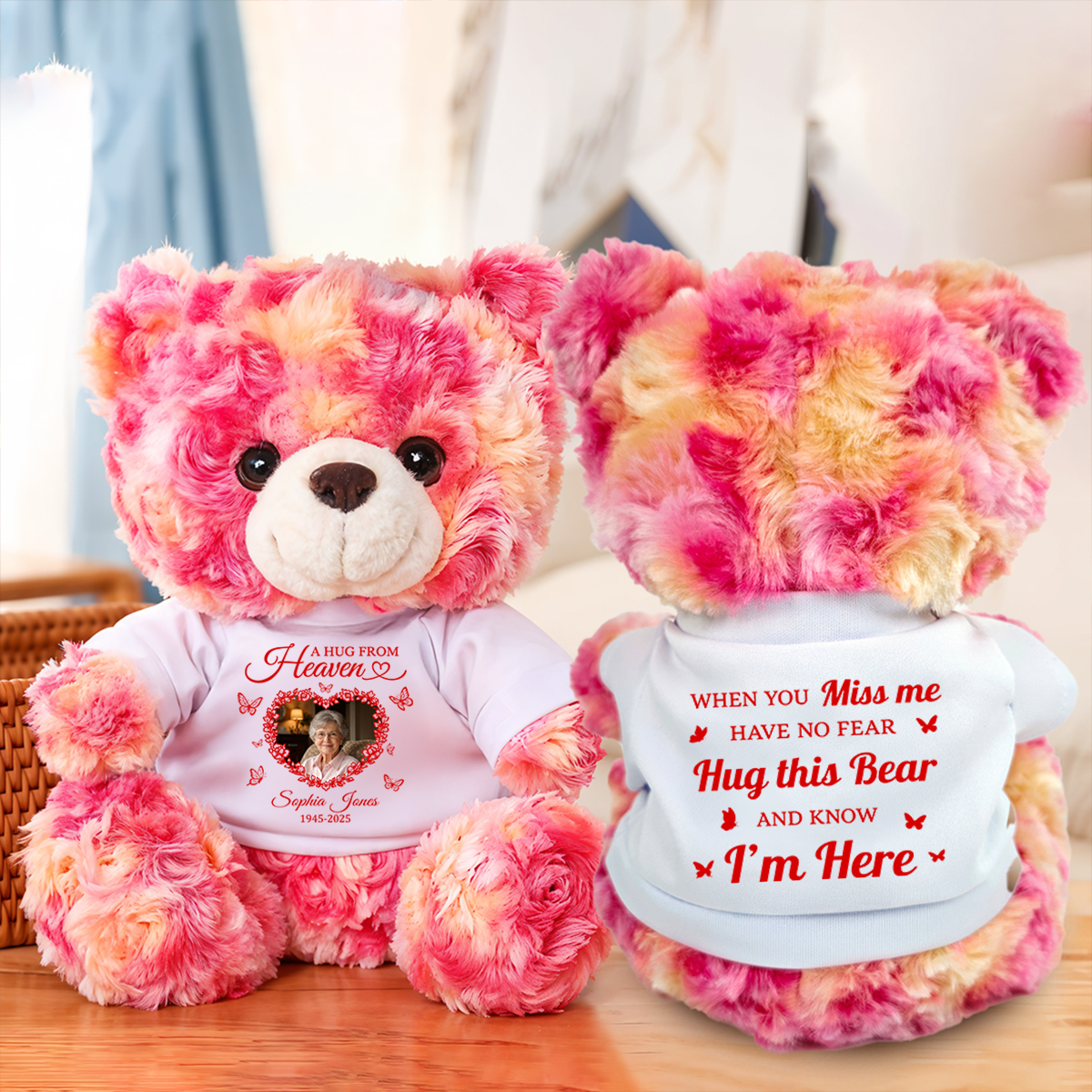 Memoria Heaven Heart Photo - Personalized Teddy Bear