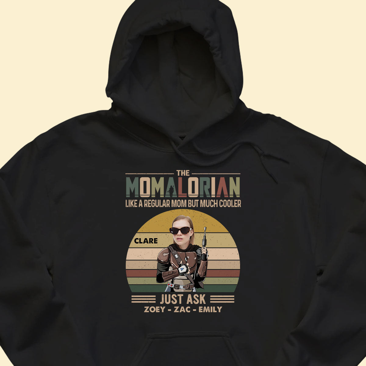 Custom Shirts With Pictures On Them - Momalorian - Funny Mother's Day Birthday Gift For Mom preview-hoodie-shirt-2d.jpg