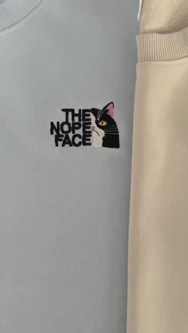 Nope Face Cat Embroidered Sweatshirt , Custom Cat Embroidered Hoodie, Pet Lover T-shirt, Embroidered Funny Sweatshirt, Cute Cat Shirt