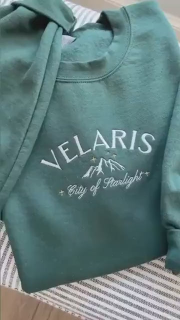 Velaris Embroidered Sweatshirt, ACOTAR crewneck, Velaris City of Starlight sweatshirt, Embroidered Velaris Sweatshirt, bookish sweatshirt